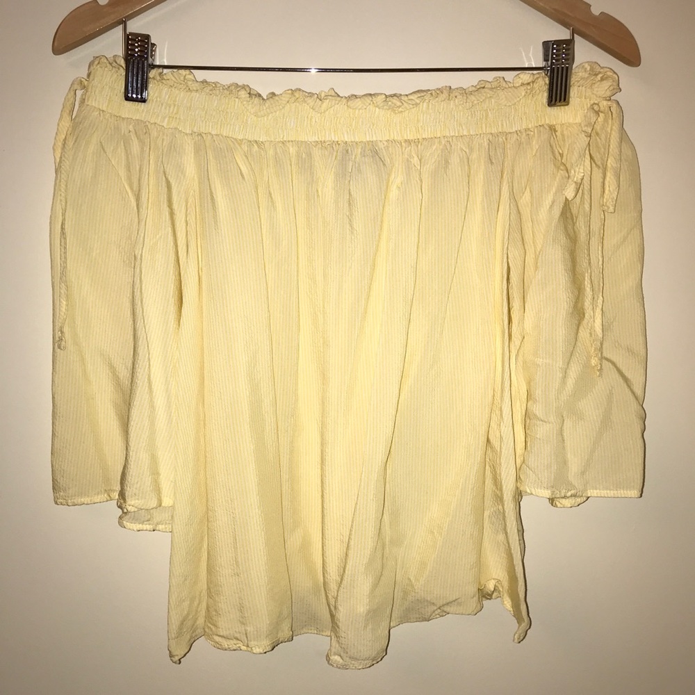 Yellow Striped Off-the-Shoulder Blouse
